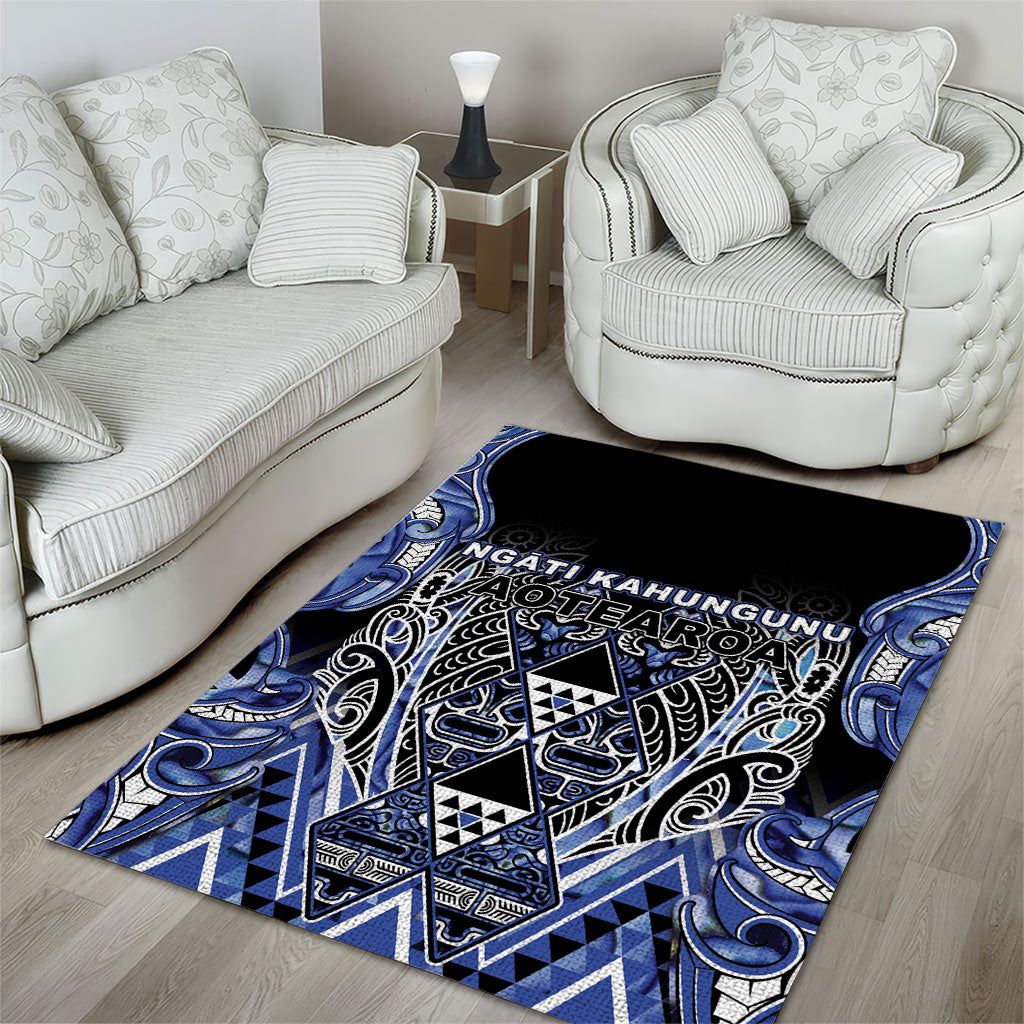 Aotearoa Ngati Kahungunu Area Rug Maori Tribal Blue Paua Shell Pattern