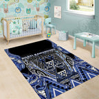 Aotearoa Ngati Kahungunu Area Rug Maori Tribal Blue Paua Shell Pattern