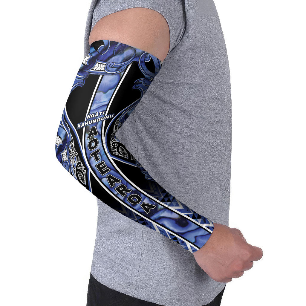Aotearoa Ngati Kahungunu Arm Sleeves Maori Tribal Blue Paua Shell Pattern
