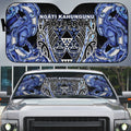 Aotearoa Ngati Kahungunu Auto Sun Shade Maori Tribal Blue Paua Shell Pattern