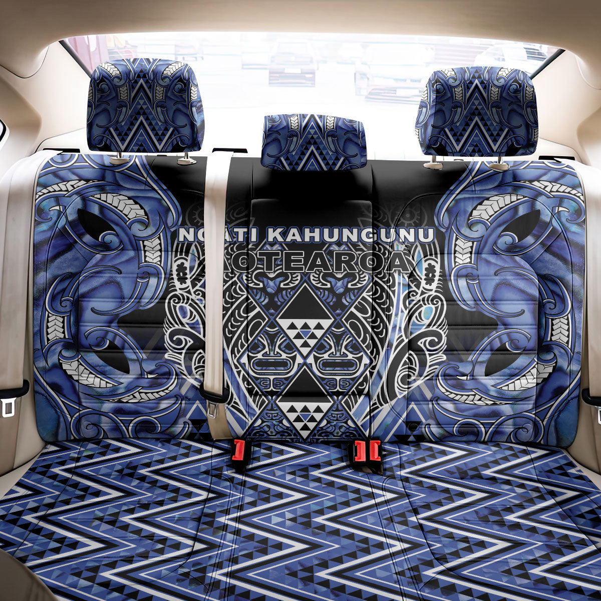Aotearoa Ngati Kahungunu Back Car Seat Cover Maori Tribal Blue Paua Shell Pattern