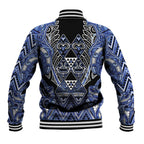 Aotearoa Ngati Kahungunu Baseball Jacket Maori Tribal Blue Paua Shell Pattern