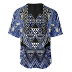 Aotearoa Ngati Kahungunu Baseball Jersey Maori Tribal Blue Paua Shell Pattern