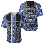 Aotearoa Ngati Kahungunu Baseball Jersey Maori Tribal Blue Paua Shell Pattern