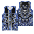 Aotearoa Ngati Kahungunu Basketball Jersey Maori Tribal Blue Paua Shell Pattern
