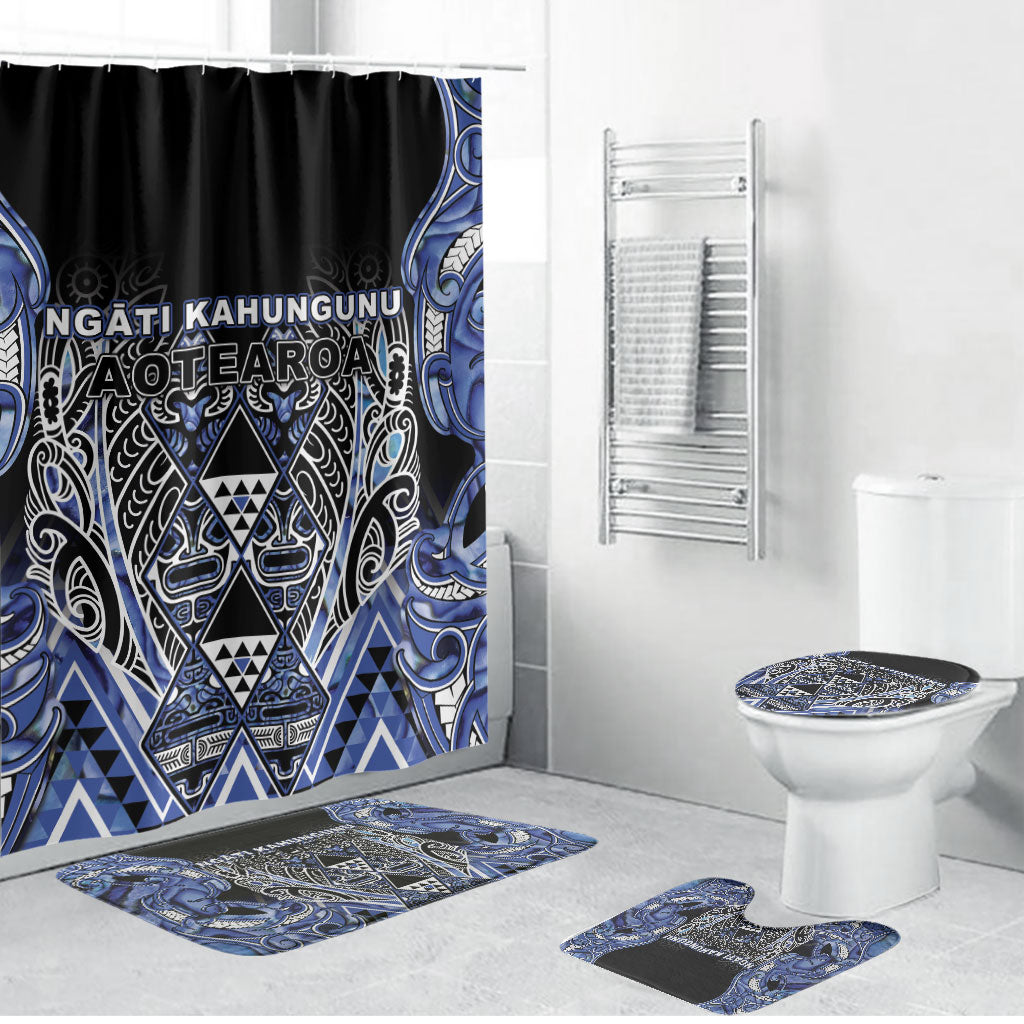 Aotearoa Ngati Kahungunu Bathroom Set Maori Tribal Blue Paua Shell Pattern