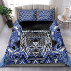 Aotearoa Ngati Kahungunu Bedding Set Maori Tribal Blue Paua Shell Pattern