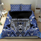 Aotearoa Ngati Kahungunu Bedding Set Maori Tribal Blue Paua Shell Pattern