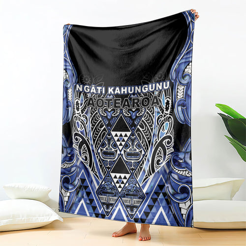 Aotearoa Ngati Kahungunu Blanket Maori Tribal Blue Paua Shell Pattern
