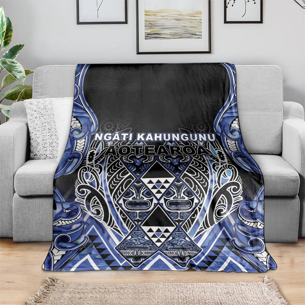 Aotearoa Ngati Kahungunu Blanket Maori Tribal Blue Paua Shell Pattern