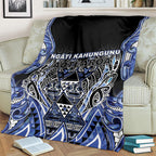 Aotearoa Ngati Kahungunu Blanket Maori Tribal Blue Paua Shell Pattern
