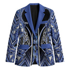 Aotearoa Ngati Kahungunu Blazer Maori Tribal Blue Paua Shell Pattern