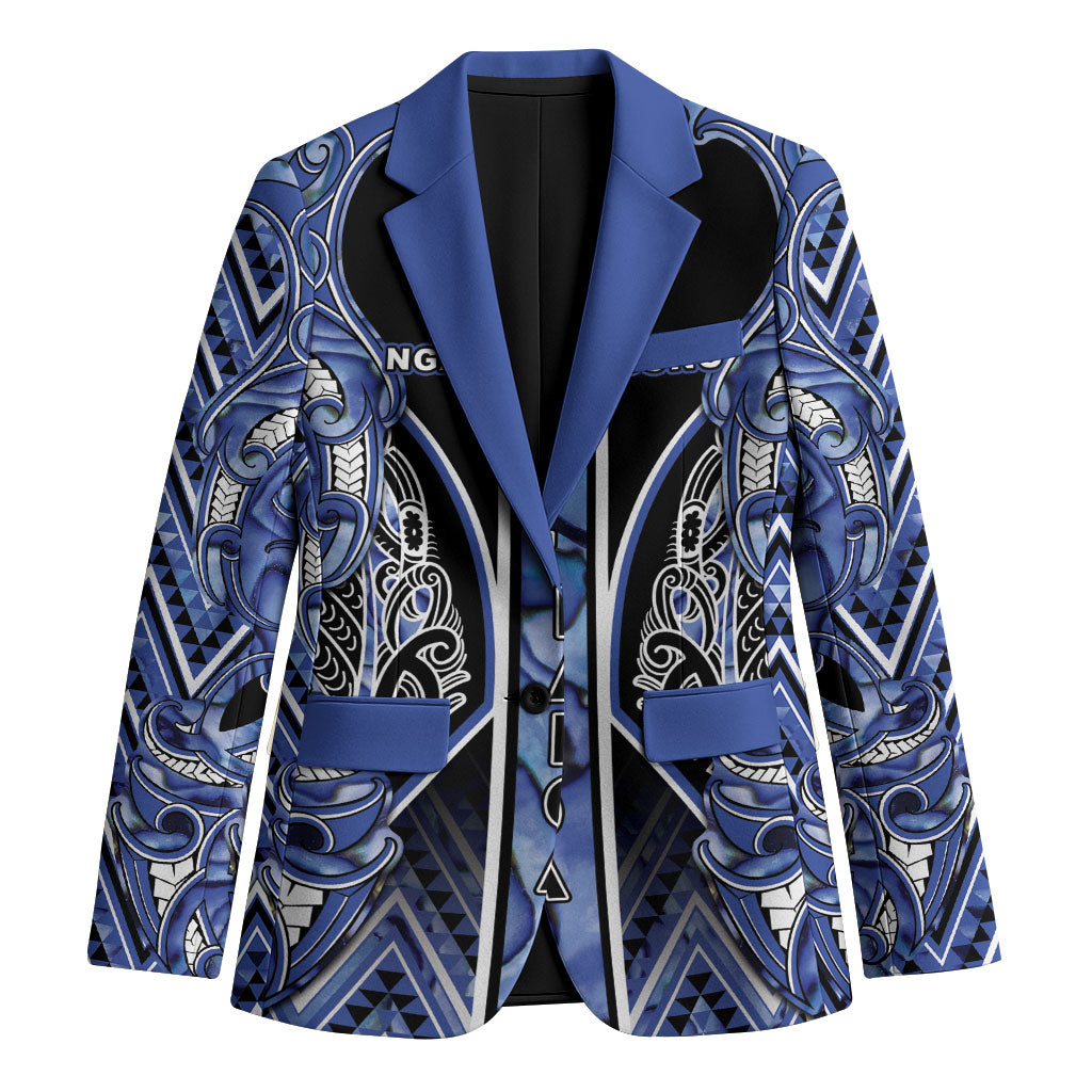 Aotearoa Ngati Kahungunu Blazer Maori Tribal Blue Paua Shell Pattern
