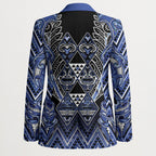 Aotearoa Ngati Kahungunu Blazer Maori Tribal Blue Paua Shell Pattern