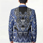 Aotearoa Ngati Kahungunu Blazer Maori Tribal Blue Paua Shell Pattern