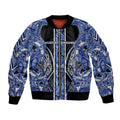 Aotearoa Ngati Kahungunu Bomber Jacket Maori Tribal Blue Paua Shell Pattern