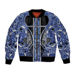Aotearoa Ngati Kahungunu Bomber Jacket Maori Tribal Blue Paua Shell Pattern