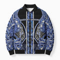 Aotearoa Ngati Kahungunu Bomber Puffer Jacket Maori Tribal Blue Paua Shell Pattern