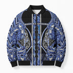 Aotearoa Ngati Kahungunu Bomber Puffer Jacket Maori Tribal Blue Paua Shell Pattern
