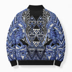 Aotearoa Ngati Kahungunu Bomber Puffer Jacket Maori Tribal Blue Paua Shell Pattern