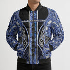 Aotearoa Ngati Kahungunu Bomber Puffer Jacket Maori Tribal Blue Paua Shell Pattern