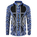 Aotearoa Ngati Kahungunu Button Sweatshirt Maori Tribal Blue Paua Shell Pattern