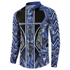 Aotearoa Ngati Kahungunu Button Sweatshirt Maori Tribal Blue Paua Shell Pattern