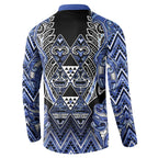 Aotearoa Ngati Kahungunu Button Sweatshirt Maori Tribal Blue Paua Shell Pattern