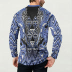 Aotearoa Ngati Kahungunu Button Sweatshirt Maori Tribal Blue Paua Shell Pattern