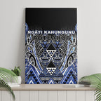 Aotearoa Ngati Kahungunu Canvas Wall Art Maori Tribal Blue Paua Shell Pattern