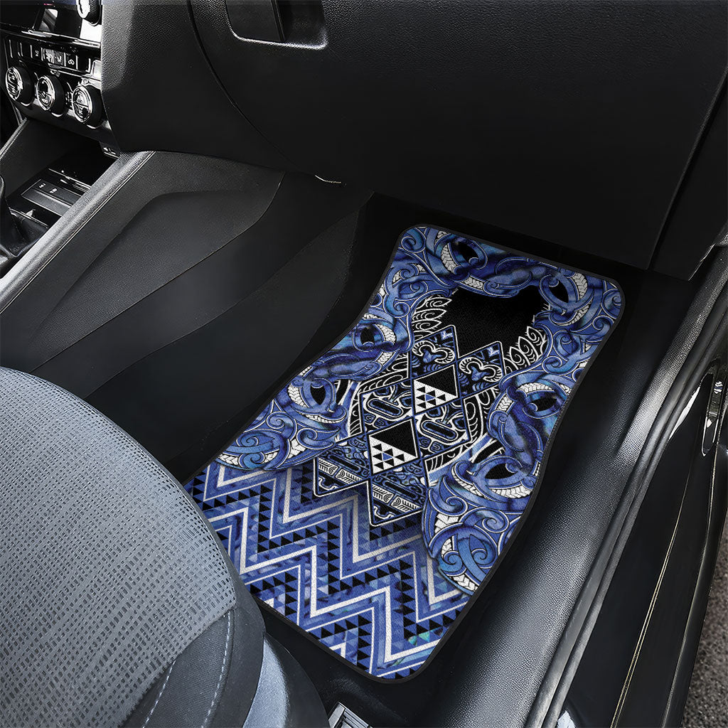 Aotearoa Ngati Kahungunu Car Mats Maori Tribal Blue Paua Shell Pattern