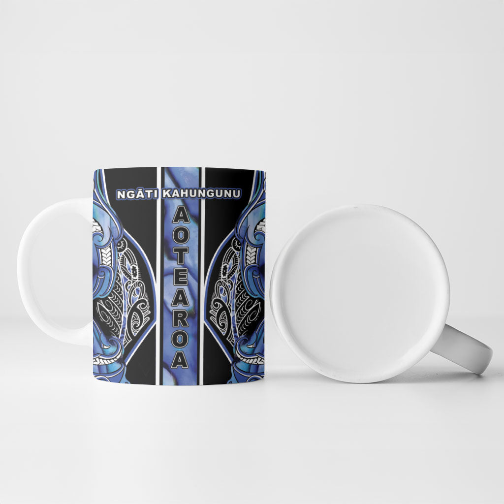 Aotearoa Ngati Kahungunu Ceramic Mug Maori Tribal Blue Paua Shell Pattern