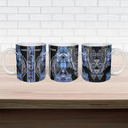 Aotearoa Ngati Kahungunu Ceramic Mug Maori Tribal Blue Paua Shell Pattern