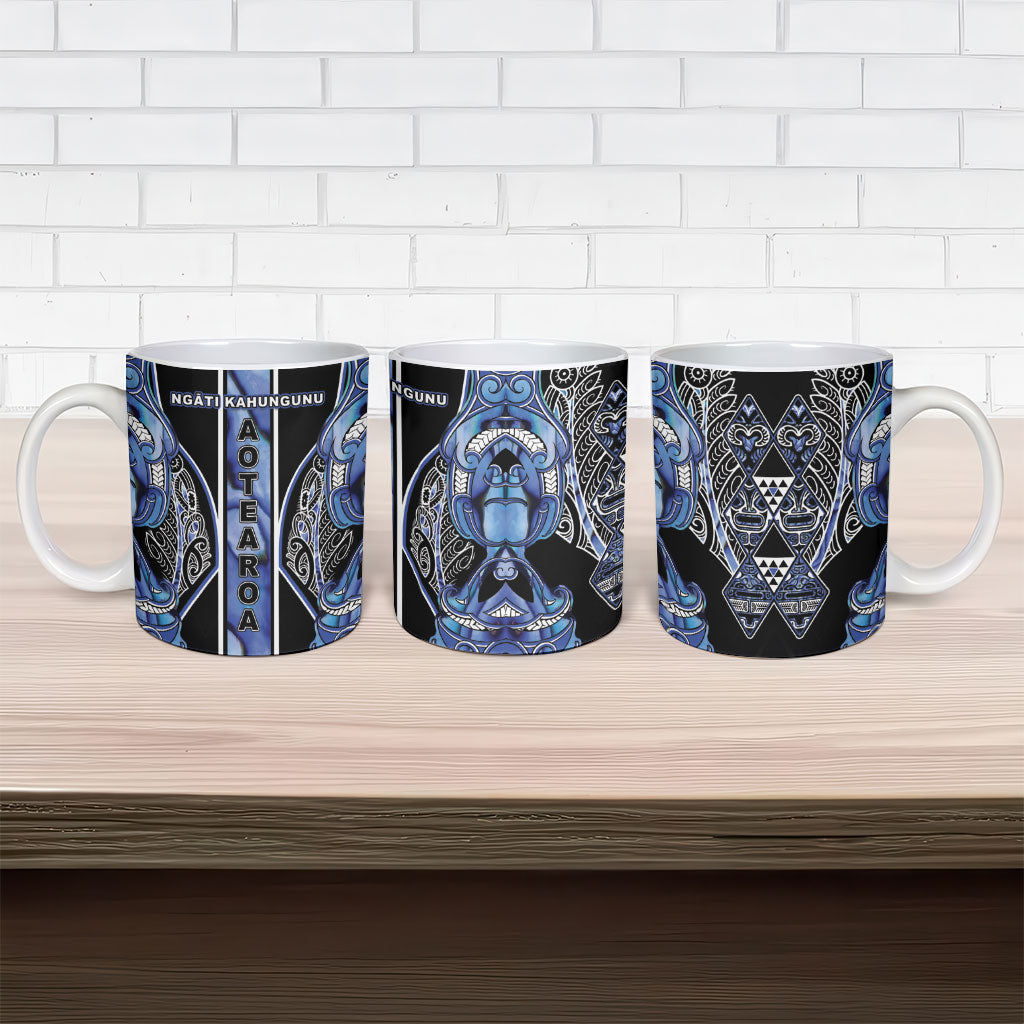 Aotearoa Ngati Kahungunu Ceramic Mug Maori Tribal Blue Paua Shell Pattern