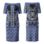Aotearoa Ngati Kahungunu Couples Matching Puletasi and Hawaiian Shirt Maori Tribal Blue Paua Shell Pattern