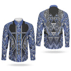Aotearoa Ngati Kahungunu Couples Matching Summer Maxi Dress and Long Sleeve Button Shirt Maori Tribal Blue Paua Shell Pattern