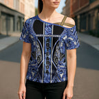 Aotearoa Ngati Kahungunu Cross Shoulder Shirt Maori Tribal Blue Paua Shell Pattern