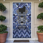 Aotearoa Ngati Kahungunu Door Cover Maori Tribal Blue Paua Shell Pattern