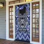 Aotearoa Ngati Kahungunu Door Cover Maori Tribal Blue Paua Shell Pattern