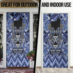 Aotearoa Ngati Kahungunu Door Cover Maori Tribal Blue Paua Shell Pattern