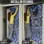 Aotearoa Ngati Kahungunu Door Cover Maori Tribal Blue Paua Shell Pattern