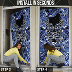 Aotearoa Ngati Kahungunu Door Cover Maori Tribal Blue Paua Shell Pattern