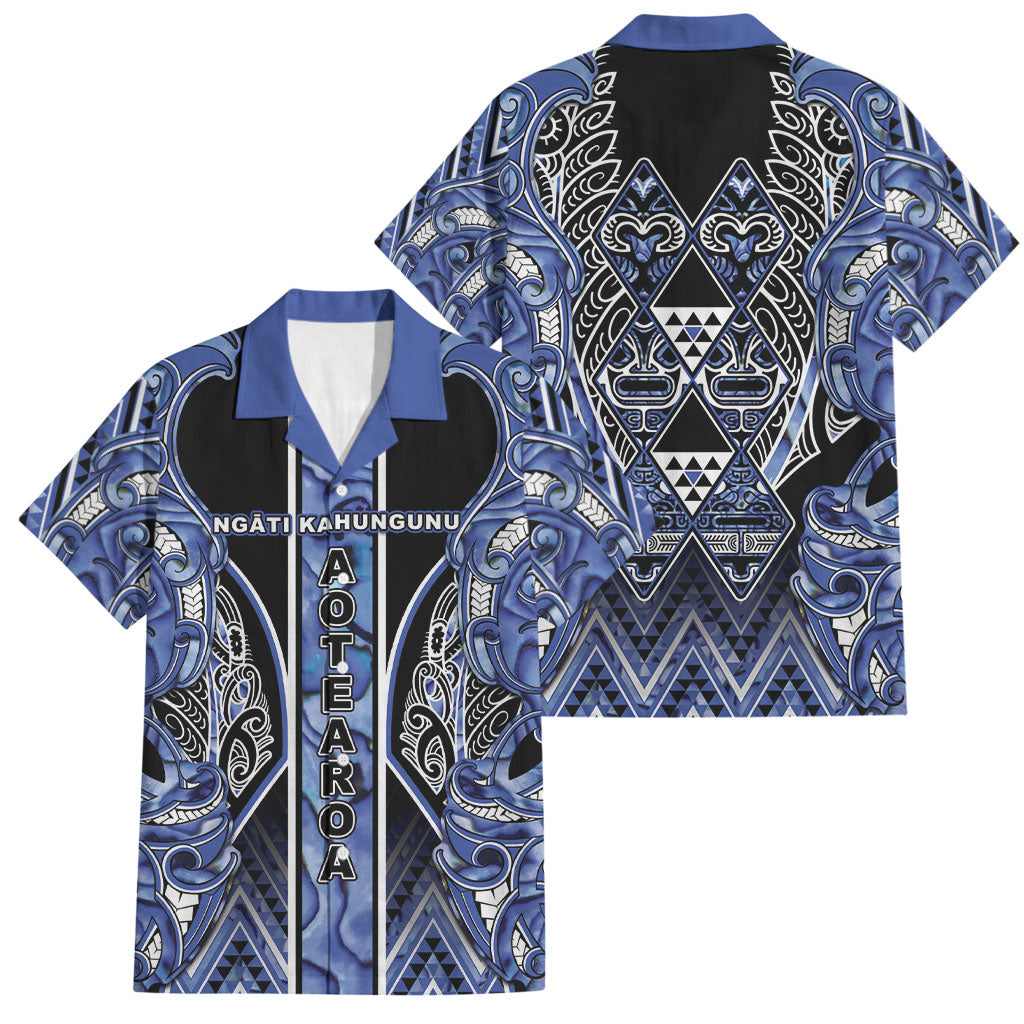 Aotearoa Ngati Kahungunu Family Matching Summer Maxi Dress and Hawaiian Shirt Maori Tribal Blue Paua Shell Pattern