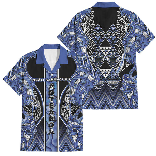 Aotearoa Ngati Kahungunu Family Matching Summer Maxi Dress and Hawaiian Shirt Maori Tribal Blue Paua Shell Pattern