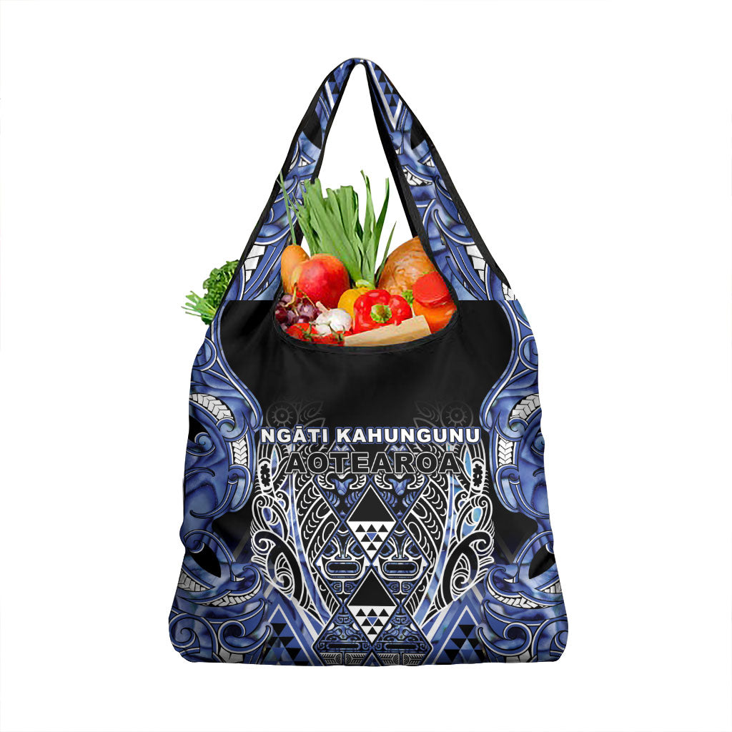 Aotearoa Ngati Kahungunu Grocery Bag Maori Tribal Blue Paua Shell Pattern