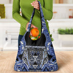 Aotearoa Ngati Kahungunu Grocery Bag Maori Tribal Blue Paua Shell Pattern