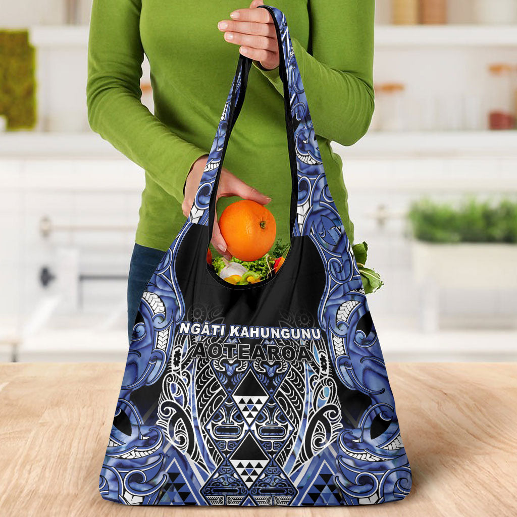 Aotearoa Ngati Kahungunu Grocery Bag Maori Tribal Blue Paua Shell Pattern