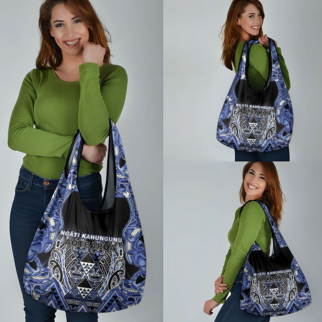 Aotearoa Ngati Kahungunu Grocery Bag Maori Tribal Blue Paua Shell Pattern