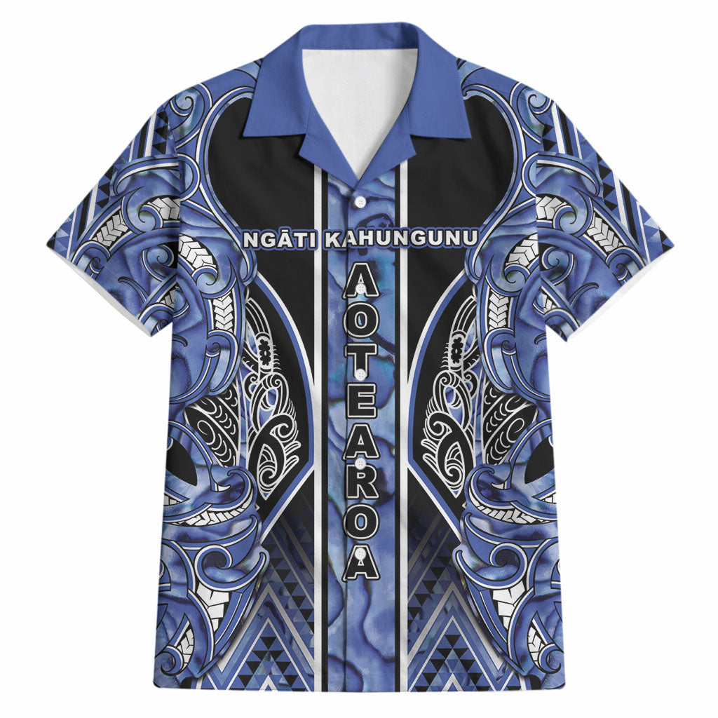 Aotearoa Ngati Kahungunu Hawaiian Shirt Maori Tribal Blue Paua Shell Pattern