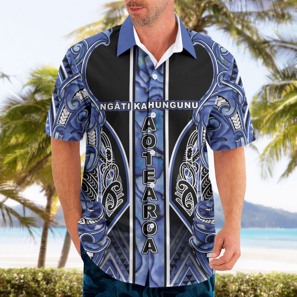 Aotearoa Ngati Kahungunu Hawaiian Shirt Maori Tribal Blue Paua Shell Pattern